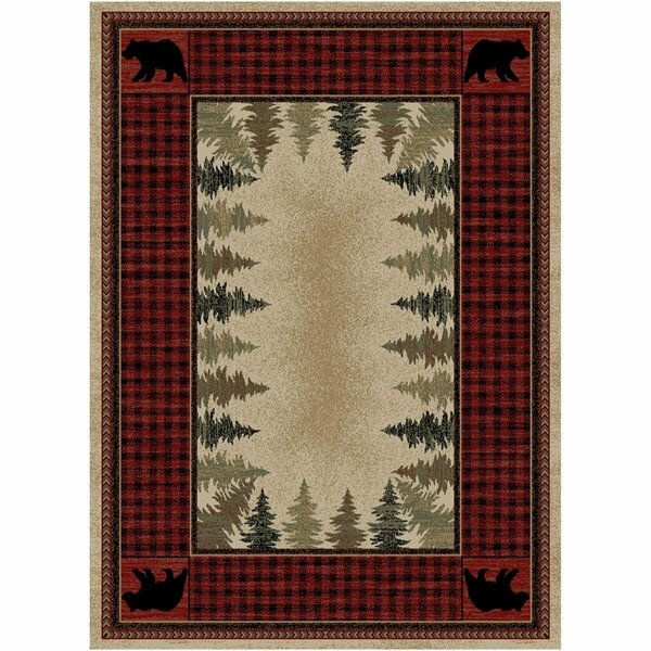 Sleep Ez Hearthside Four Corners Red Rectangle Area Rug - Red - 5 ft. 3 in. x 7 ft. 3 in. SL3636294